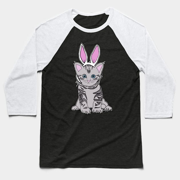 Easter Cat Cute Rabbit Ears dressed up Baseball T-Shirt by design-lab-berlin